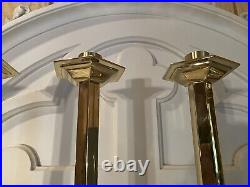 (6) Large Antique Vintage Heavy Brass Church Candle Sticks Holders 26H