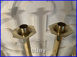 (6) Large Antique Vintage Heavy Brass Church Candle Sticks Holders 26H