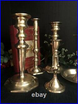 7 Brass Polished Candle holders Vintage Party / Wedding / Holiday candlesticks