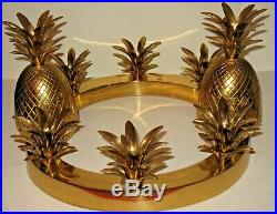 70s Mid Century Hollywood Regency 4 pc Brass Pineapple Candle Holder Parzinger