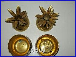 70s Mid Century Hollywood Regency 4 pc Brass Pineapple Candle Holder Parzinger
