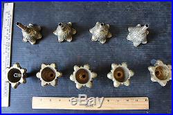 9 Antique Cast Brass Leaf Style Candle Cups 6942
