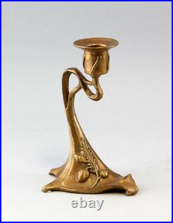 9937186 Candle Holder Candlestick Brass Art Nouveau H18cm