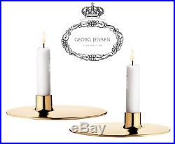 A Pair Of Danish Modern Ilse Candleholder Brass For Georg Jensen Rrp $280