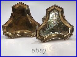 A Pair Of Vintage Heavy Detailed Solid Brass Koi Fish Candle Holders