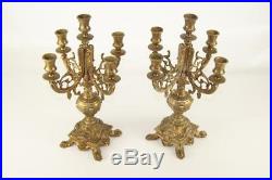 A Pair of Large vintage Brass ornater bronze 5 arms candle holders candelabras