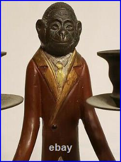 A Vintage Bronze/Brass Maitland Smith Butler Monkey Candle Holder