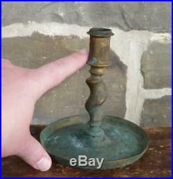 ANTIQUE 17th CENTURY BRASS CANDLESTICK LIGHTING CANDLE HOLDER EARLY C. 1690