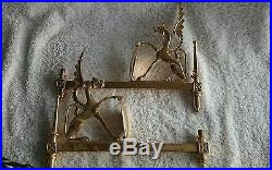 Antique Brass Wall Mount Swing Arm Oil Lamp Candle Holder Bracket Griffin Shield