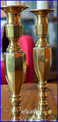 ANTIQUE Pair of Solid Brass Candlesticks Large Solid Brass Candle Holders