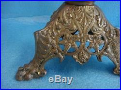 ANTIQUE RELIQUARY ORNATE BRASS CANDLE HOLDERS EUROPE 24.5 x 9 1800's -1900'S