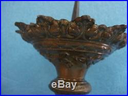 ANTIQUE RELIQUARY ORNATE BRASS CANDLE HOLDERS EUROPE 24.5 x 9 1800's -1900'S