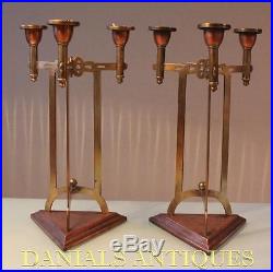 Antique Stunning Pair Of Art Nouveau Jugendstil Brass Copper Candle Holders. Wmf