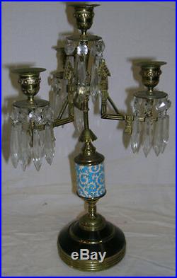 Aesthetic Movement Candleabra With Longwy Porcelain