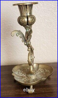Aldolph Frankau & Co Victorian Antique Brass Cherub Candle holder