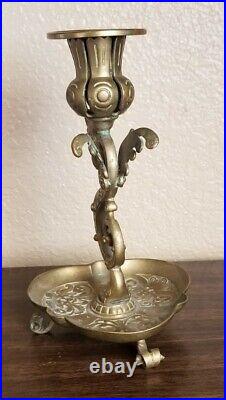 Aldolph Frankau & Co Victorian Antique Brass Cherub Candle holder