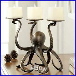 Aluminum Octopus Pillar Trio Candleholder