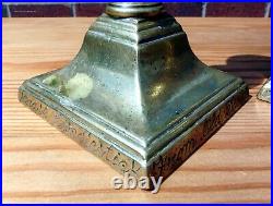 Antique 17th century design turned brass table candlesticks candle holders