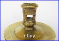 Antique 17th century portuguese brass capstan candle holder candlestick