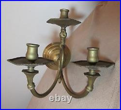 Antique 1800's brass wall mount gas converted candle holder wall sconce fixture