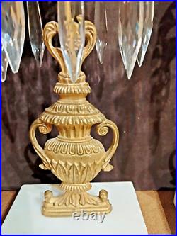 Antique 1840 French Girandole Crystal Prism Ormolu Urns & Brass 13 Candlesticks