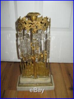 Antique 1849 Boston Gilt Brass Girandole Bigelow Chapel Gothic Marble Cathedral