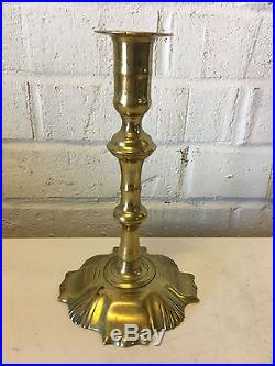 Antique 18th / 19th Century Brass Candle Stick / Holder with Unique Form Base