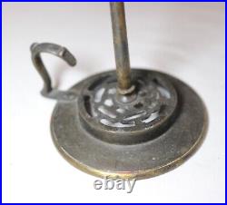 Antique 18th century peened brass candlestick spring loaded candle holder jack