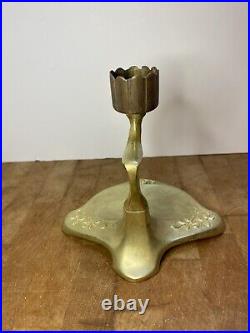 Antique 1900 Art Nouveau Art Deco Brass Bronze Candle Holder by Geschutzt