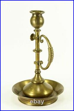 =Antique 1900's Brass Chamber Candleholder w. Handle, Victorian