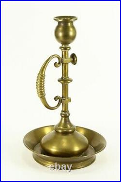 =Antique 1900's Brass Chamber Candleholder w. Handle, Victorian