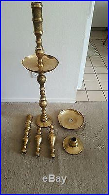 Antique 1950s Thailand Brass 3' Candle Holders