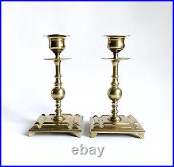 Antique 19th C. Petite Brass Candlesticks, Likely Scandinavian or Russian