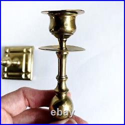 Antique 19th C. Petite Brass Candlesticks, Likely Scandinavian or Russian