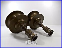 Antique 19th Century Pair Brass Capstan Candle Holder/candlestick