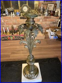 Antique 19th Century Victorian Brass Marble Girandole Candlestick Candle Holder