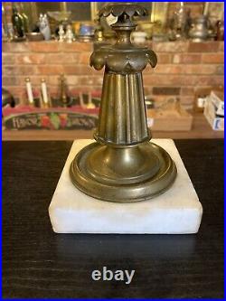 Antique 19th Century Victorian Brass Marble Girandole Candlestick Candle Holder