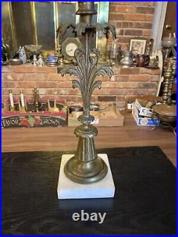 Antique 19th Century Victorian Brass Marble Girandole Candlestick Candle Holder