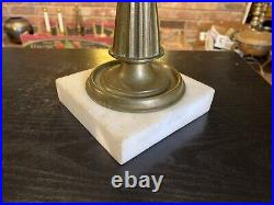 Antique 19th Century Victorian Brass Marble Girandole Candlestick Candle Holder