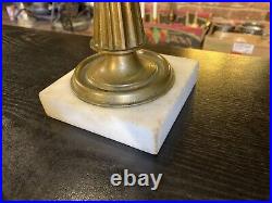 Antique 19th Century Victorian Brass Marble Girandole Candlestick Candle Holder