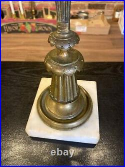 Antique 19th Century Victorian Brass Marble Girandole Candlestick Candle Holder