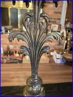 Antique 19th Century Victorian Brass Marble Girandole Candlestick Candle Holder