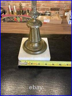 Antique 19th Century Victorian Brass Marble Girandole Candlestick Candle Holder