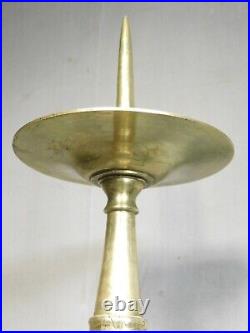 Antique 20 Tall Brass Pricket Candlestick ala 16th Century 1800 Vintage Baroque