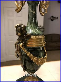 Antique 24 Italian Brevettato Candelabra Brass Marble Made Italy Eagles Cherubs