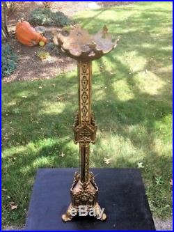 Antique 26 Ornate Brass Catholic Church Alter Jesus Sacred Heart Candle Holder