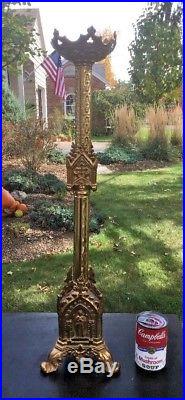 Antique 26 Ornate Brass Catholic Church Alter Jesus Sacred Heart Candle Holder