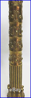 Antique Aesthetic Brass Ferocious Cat Paw Feet Turtle Finial Candelabra NR yqz