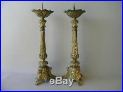 Antique Altar brass candlesticks Catholic Church