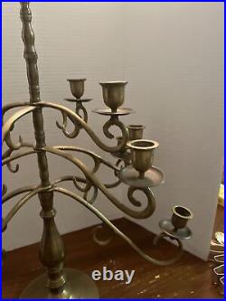 Antique BRASS VICTORIAN CANDELABRA 13 Light Taper 3 Tier Candle Holder Patina